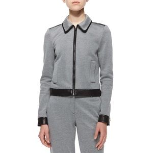 Theory Balvino Knit Jacket with Leather Trim
